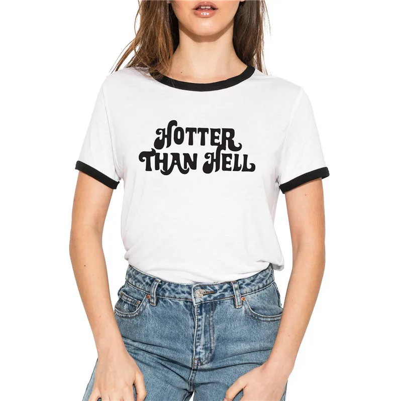 Buy Hotter Than Hellf Tshirt Letter Shirts Aesthetic