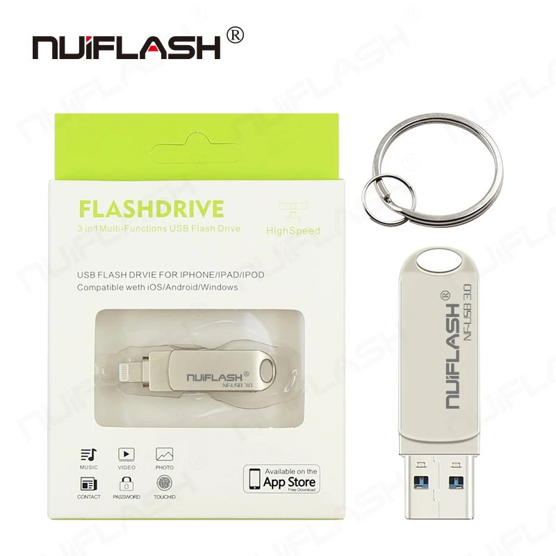 Nuiflash металлический флэш-накопитель USB 128 ГБ портативный флэш-накопитель 32 Гб 64 Гб Usb 3,0 флэш-накопитель для iPhone X/8 Plus/8 Plus/7 Plus USB флеш-накопитель