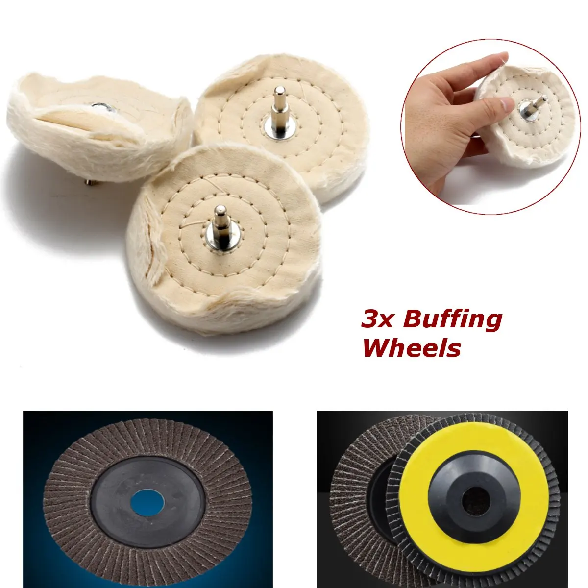 

3Pcs 4'' 10cm Cloth Polishing Mop Wheel Pad for Battery Drill Buffing Grinder