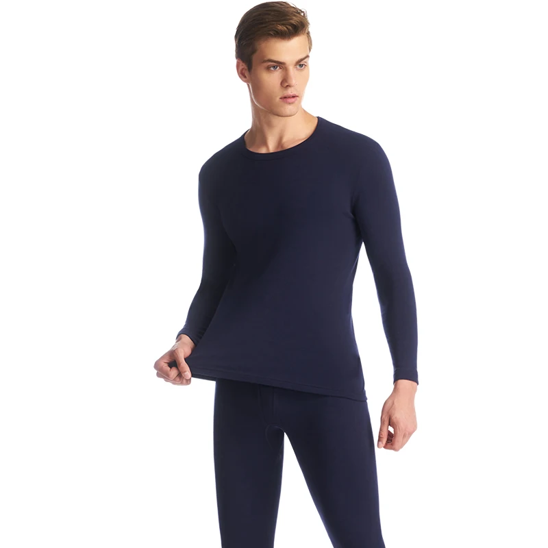 THREEGUN 100% Cotton Winter Men's O-Neck Warm Long Johns Set Ultra-Soft Thermal Underwear termica Undershirt merino Pants Pajama THREEGUN 100% Cotton Winter Men's O-Neck Warm Long Johns Set Ultra-Soft Thermal Underwear termica Undershirt merino Pants Pajama