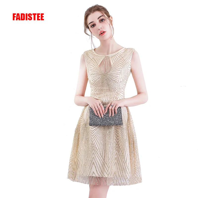 FADISTEE Горячая Распродажа, Коктейльные Вечерние платья, короткое, Vestido de Festa, Мини сексуальное платье с блестками, шикарное, сексуальное - Цвет: photo color