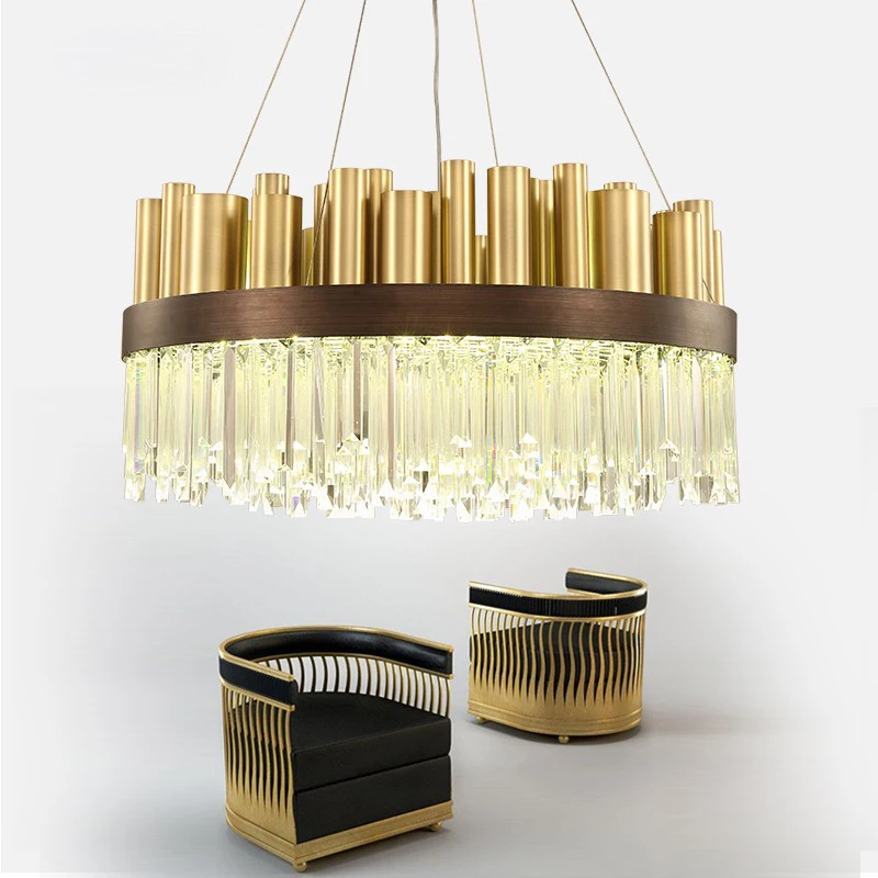 

Modern K9 Crystal chandelier lighting Living Room Crystal Light Fixture Round LED Lamp Decorative Suspension Lamp Lustre