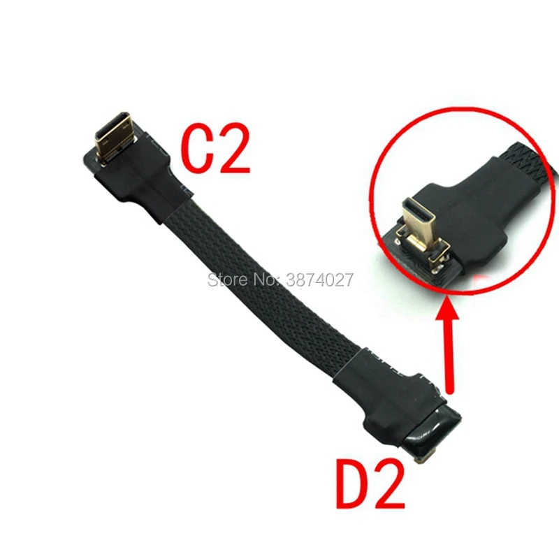 D2 10cm 20cm 30cm 50cm FPC Ribbon Flat Micro HDMI 2.0 type D shielded FPV Cable for HD Multicopter Aerial Photography