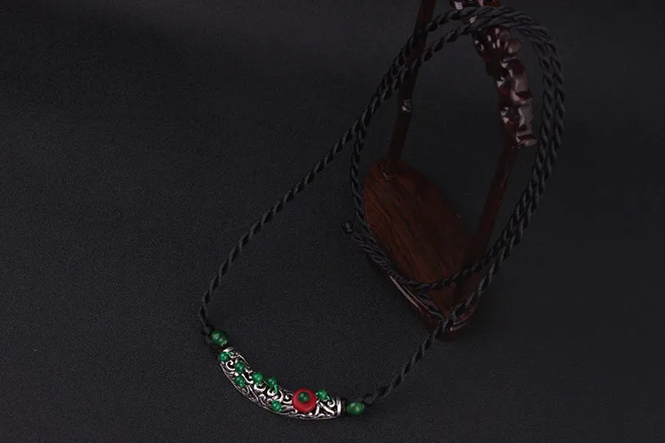 Женское этническое ожерелье, винтажное ювелирное изделие, китайский ветер, народное ювелирное ожерелье, тибетское серебро, Таиланд, новое красное ожерелье