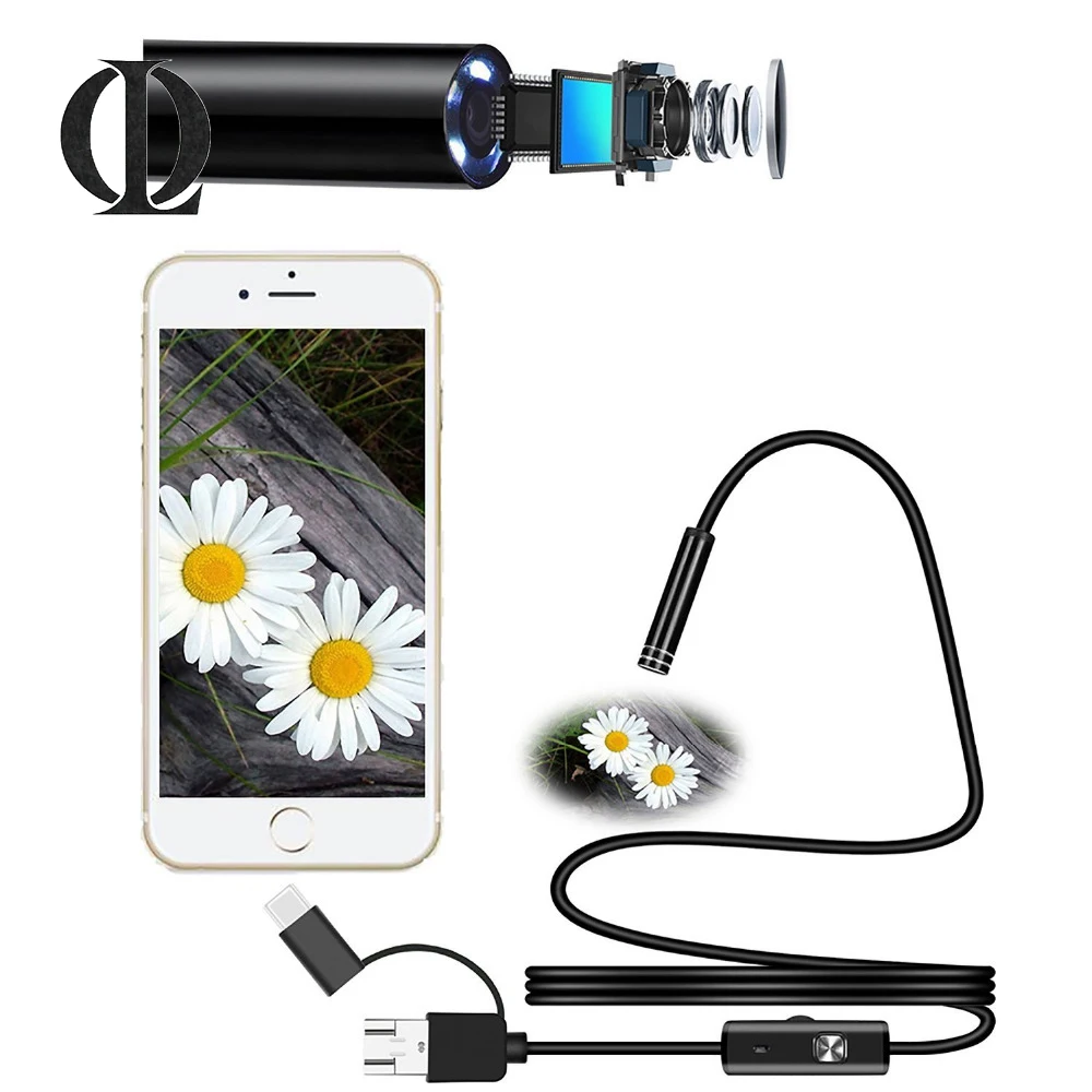1M 2M 5M 3 in1 Endoscope Camera Android Borescope Camera Endoscopio USB