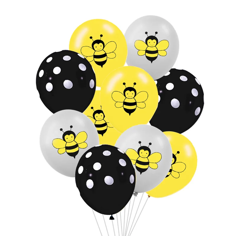 

10/15pcs Gray Yellow 12inch Cute Animal Bee Latex Air Balloon For Wedding Birthday Party Baby Shower Decor Balloon Kids Toy Gift