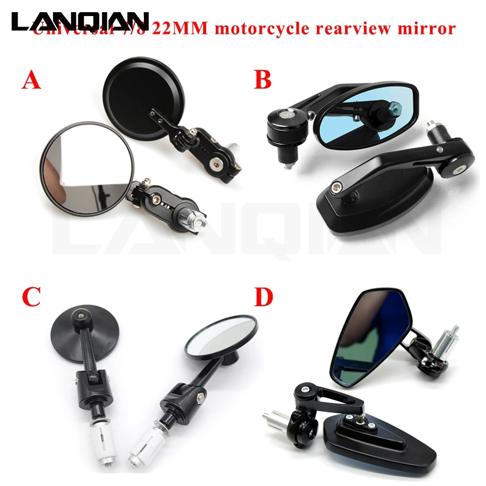 

7/8" Motorcycle Rearview Mirrors Handle Bar End Side mirror For KAWASAKI ER6N Z 750/R Z250 NINJA 250 300 ER6F VULCAN/S 650