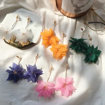 

2018 New Alloy Elegant Women Crystal Dangle Earrings Rhinestone Flower Colorful Drop Long Earrings for Women Jewelry