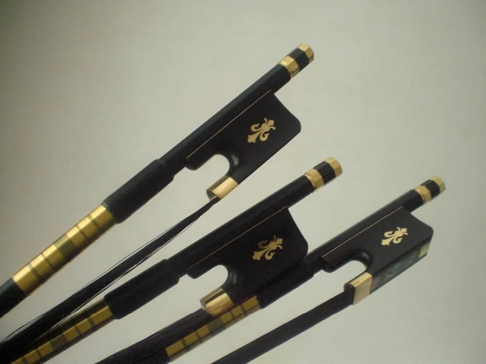 Buy 3 PCs Quality Cello Bow 4/4 Black Carbon Fiber Bow