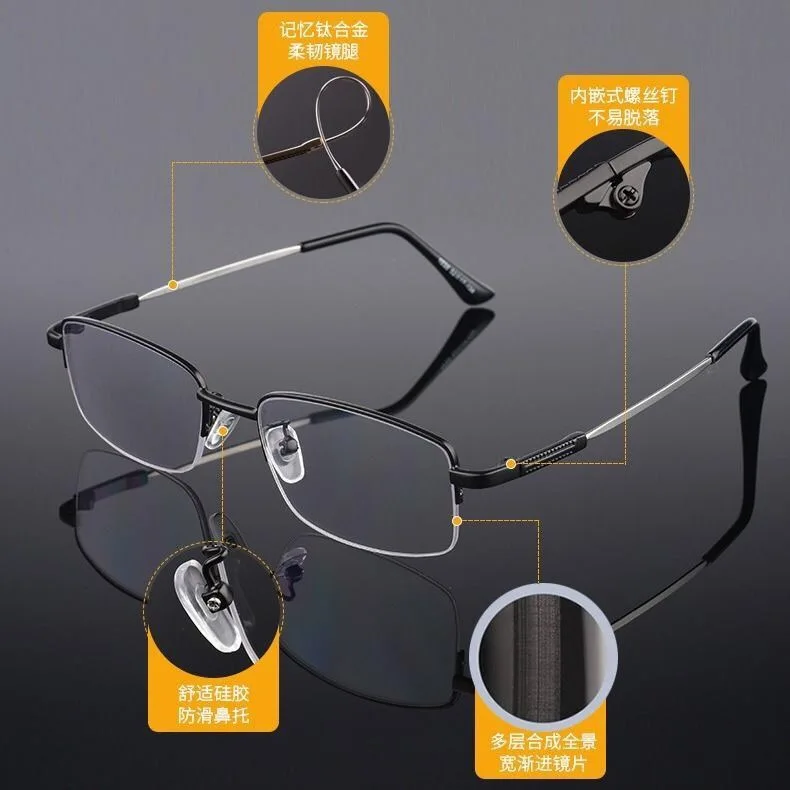 Gafas de lectura con zoom de doble propósito, multienfoque, reloj anti-Rayo Azul, teléfono móvil alto- DEFINICIÓN DE EDAD gafas