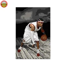 Картина по номерам искусство Краска по номерам DIY Цифровая живопись, NBA star Аллен Айверсон, guard(doubles guard) ответ американский