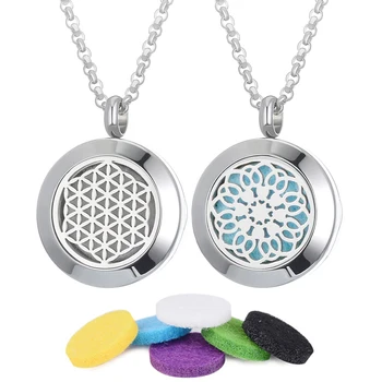 

Legenstar 20/25/30mm Flower of Life Pendant Aroma Diffuser Locket Necklace Stainless Steel Magnetic clasp