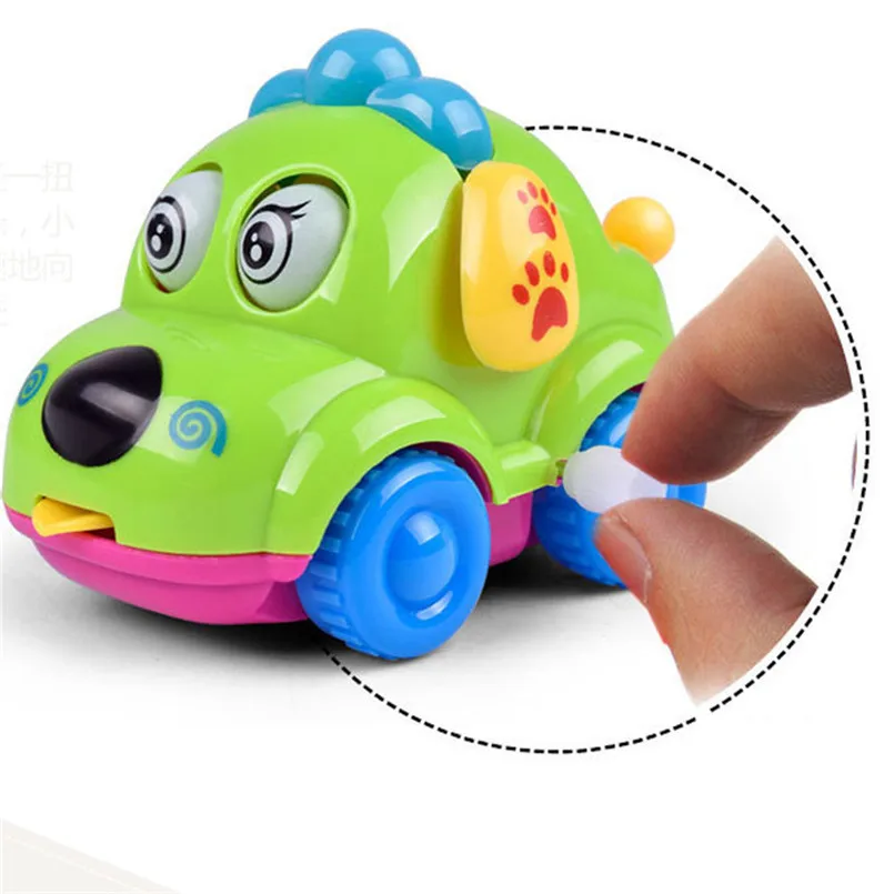 2018 Cute Cartoon Animal Dog Wind Up Toys Running Car Clockwork Classic Toy Newborn Spring Toy