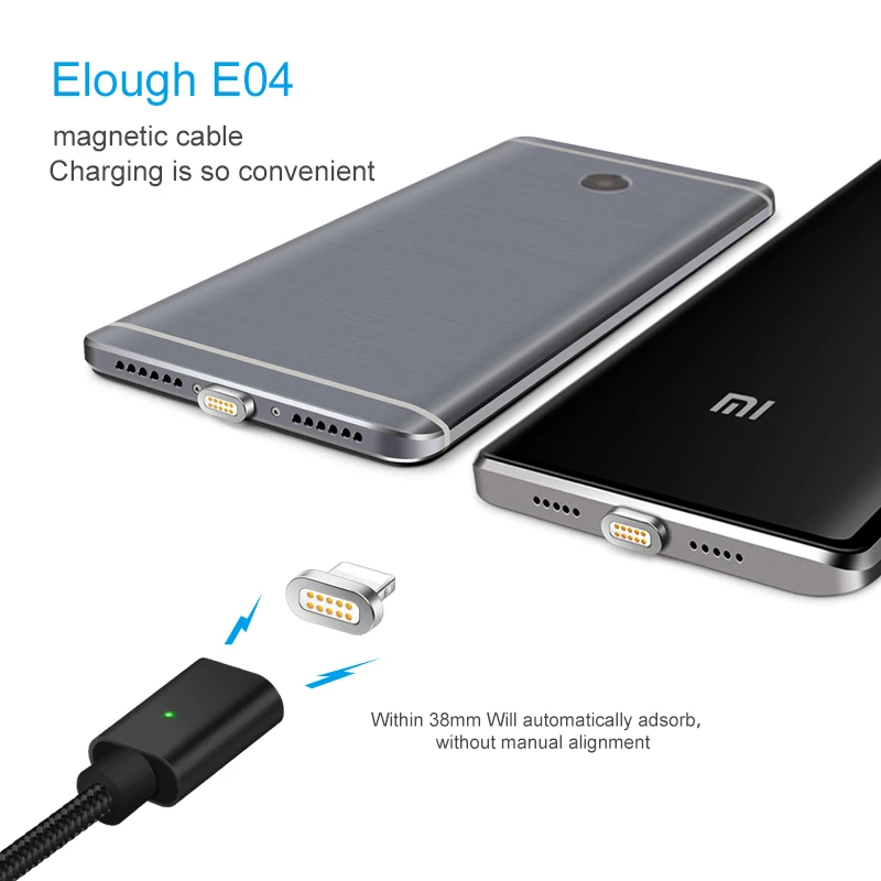 Elough E04 Магнитный зарядный usb-кабель для iPhone XR Micro USB кабель Тип C кабель Магнитный зарядный кабель Быстрая зарядка кабель для передачи данных