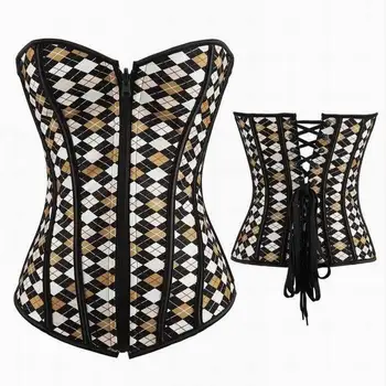 

New Yellow Reversible Style Diamond Print Corset 3S3084 Hot Sale Fashion Outerwear Corset
