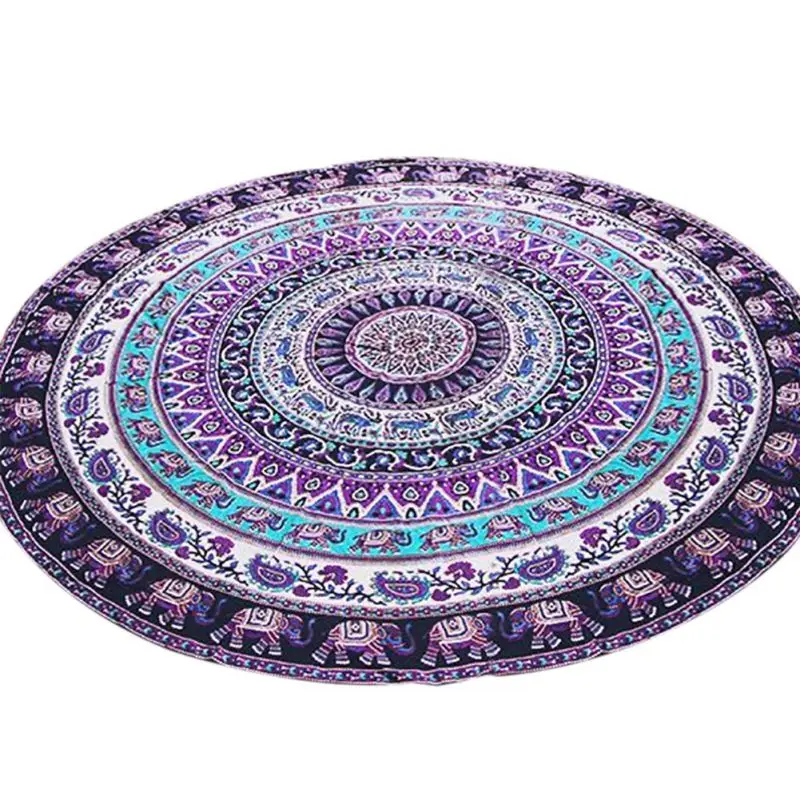 

Hot Indian Mandala Beach Throw Towel Round Mat Boho Tapestry Yoga Mat Compressed Hippie Towel