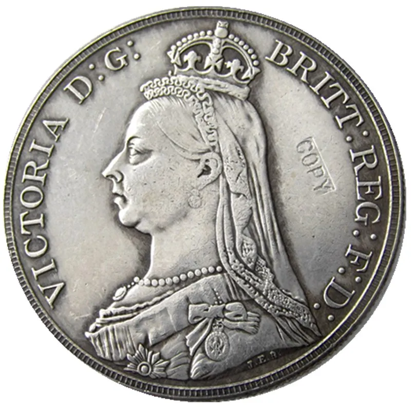 

England UK 1888 silver One Crown Queen Victoria Silver Plated Copy Coin