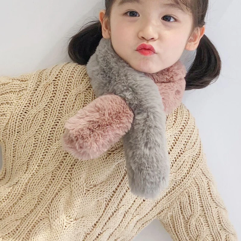 

girl Children winter Scarf Warm Furs collar Scarves kids Girl neckerchief Warm Winter Scarf for girl Imitation bunny fur