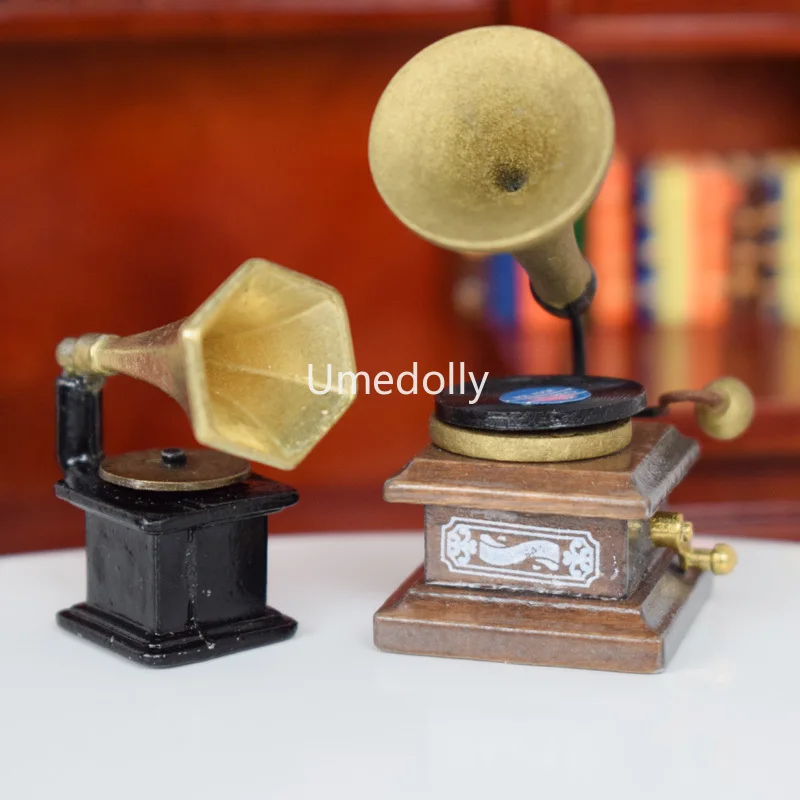 

1PCS Retro Mini Phonograph 1/12 Dollhouse Miniature Living Room Furniture Home Decoration Accessories Toy