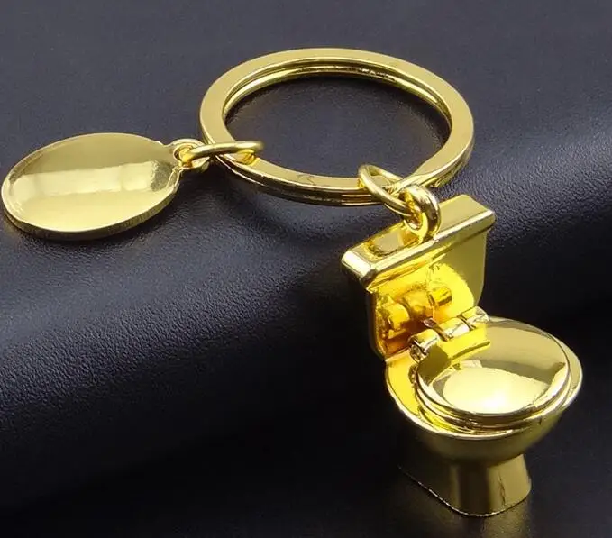 Mini 3d stereo golden color Toilet seat keychain jewelery Keychain car
