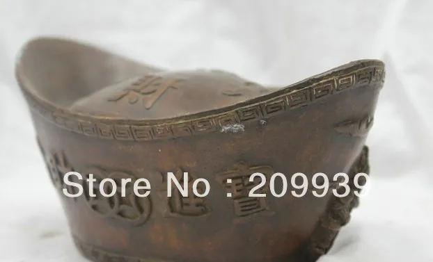 

00820 Chinese Folk Culture HandMade Bronze statue statue YuanBao Money Sculpture (A0321)