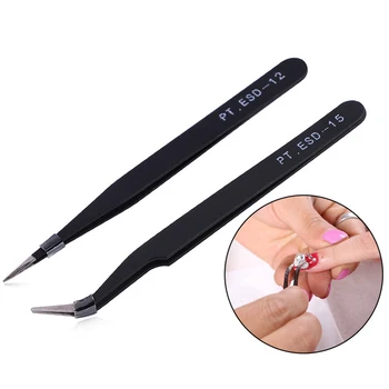 

2pcs/Lot Stainless Steel Tweezers Straight And Curved Nippers Practical DIY Handcraft Tools Maintenance Repair Gadgets