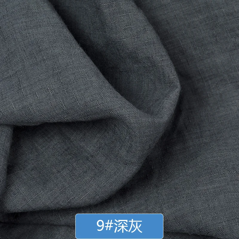 Летняя хлопчатобумажная льняная ткань DIY для рубашек одежды фон 140*100 см морщин ткани шарфы Платье лен хлопок, креп, ткань - Цвет: Dark grey