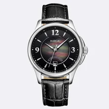 2017 New Top Sale Luxury Brand Skeleton Mechan Black White Leather Strap Round Business Waterresistant Automatic Mans Watch