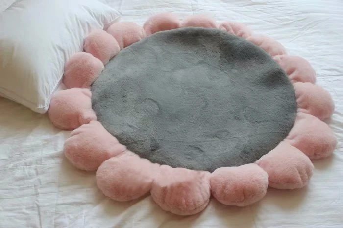 Gray large Детский коврик с круглым цветком, детский игровой коврик, коврик для ползания, ковер для пола Комнаты, декоративная подушка для дома, аксессуары для фотографии для детей - Цвет: Gray large