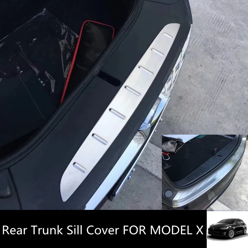 Rear Trunk Trim for Tesla Model X Chromium Stainless Steel Car Back