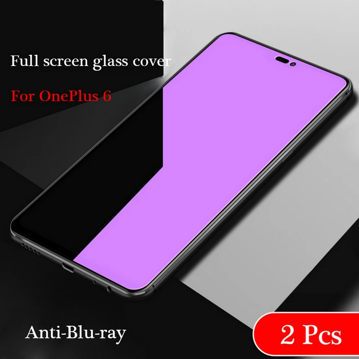 2 шт. высококачественное закаленное стекло для Oneplus 6 6T защита экрана 9H 2.5D защитное стекло es для OnePlus 6T 6 стекло Oneplus6T - Цвет: 2Pcs Anti-Blu-ray