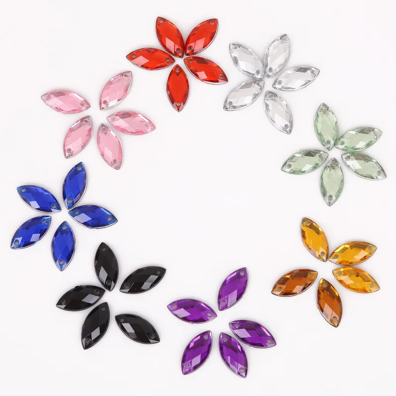 

150pcs/lot Mix Color Horse Eye Shape Glass Crystal Rhinestone Sew On Applique Rhinestones for Diy Clothing accessories
