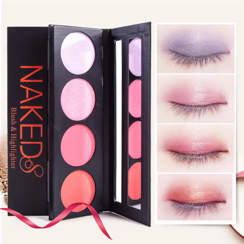

4 Color Eye Shadow Shampoo Powder Petal Peach Highlights Eyeshadow Tweezers Eye Type Brightening Complexion Rouge