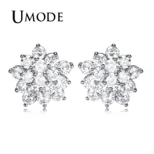 UMODE трендовые серьги-гвоздики с цветком и кристаллами CZ для женщин Новая мода белое золото цвет подарок Orecchini Букле д 'ореиль AUE0362