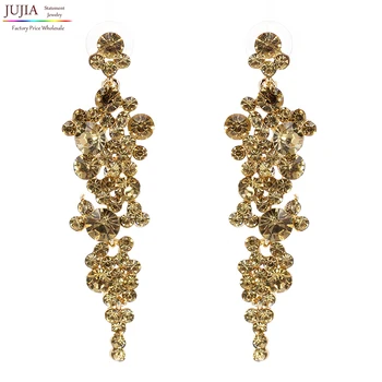 

NEW HOT long Women's fashion earrings brand sweet metal with crystal stud HOOP Big crystal earring for women girls