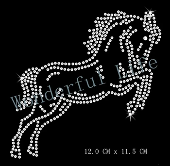 

New product free shipping Cool Horse rhinestones transfer iron on hot fix motif factory