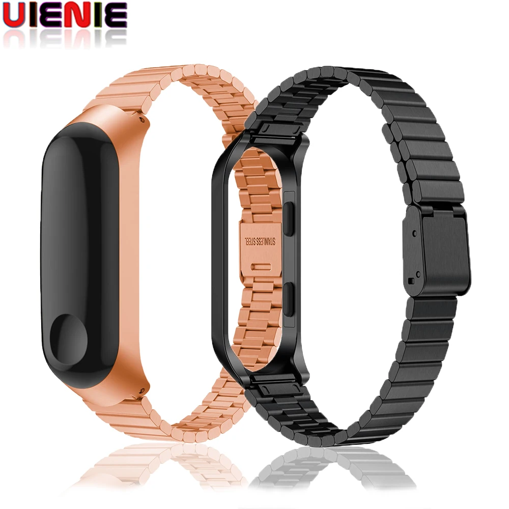 Металлический ремешок UIENIE для Xiaomi Mi Band 4 3 Безвинтовой браслет из нержавеющей