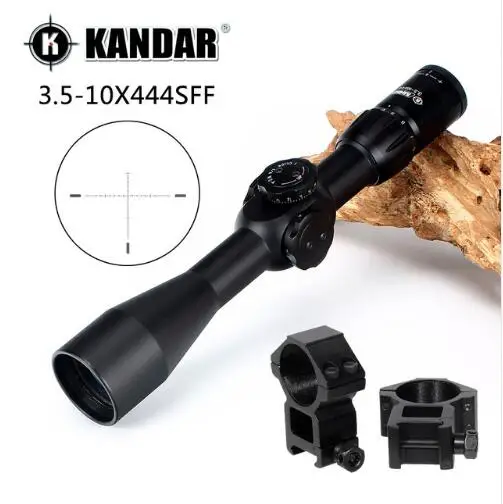 KANDAR 3,5-10X44 SFF первая фокальная плоскость боковая фокусировка Низкопрофильная Регулировка 30 мм монотрубная Охотничья винтовка - Цвет: with Picatinny Rings