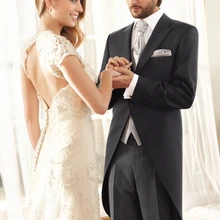 Черные смокинги для жениха итальянский стиль джентльмен фрак 3 шт Мужские свадебные костюмы для выпускного вечера шафер Жених костюм Терно