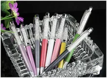 2 in 1 Capacitive Touch Screen Stylus Ball Point crystal Pen for Touch Screen multi colors stylish aluminum alloy stylus pen for capacitive touch screen golden