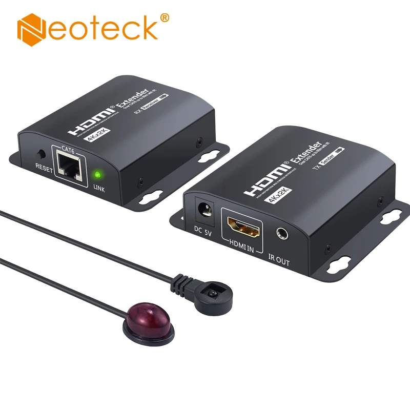  Neoteck 60M HDMI Extender 4Kx2K 3D HDMI Repeater With IR Remote Control 1080P Over Single RJ45 Cat6