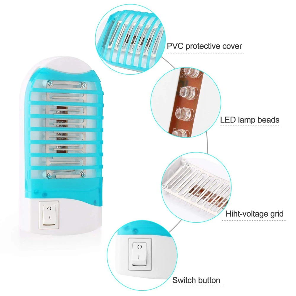 Mosquito Killer Night Light Electronic Fly Bug Insect Mosquito Killer Lamp Moth Stinger Wasp Killing Trap US/EU Plug