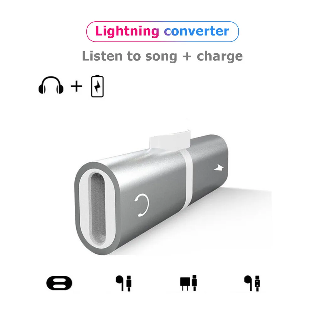 Koop Audio Adapter Voor iPhone 7 Opladen Audio 2 in 1 Lader Kabel Adapter Voor Bliksem Jack naar Oortelefoon Kabel Voor iPhone 8 Plus X