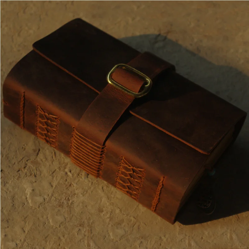 

Handmade cowhide leather notebook creative notepad diary doodle book Size: about 115mm *165mm * 50mm(thick)