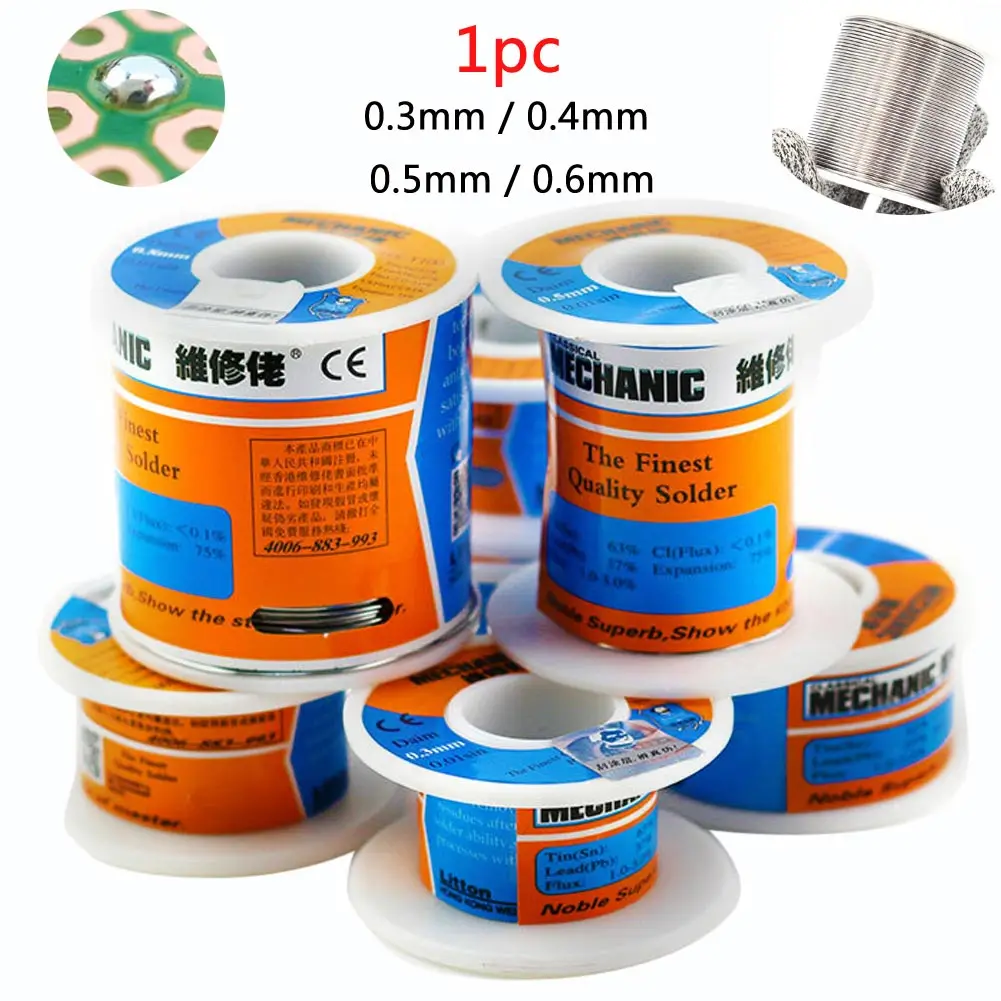 1Pc Phone Repair 63/37 Tin Lead Rosin Core Solder Flux Welding Soldering Iron Wire Reel 0.3mm / 0.4mm / 0.5mm / 0.6mm