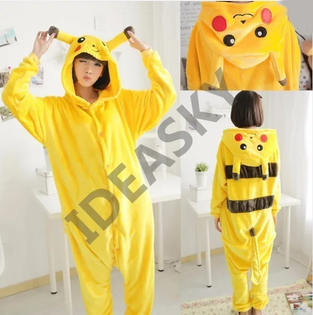 Pokemon-Pikachu-Cosplay-Animal-Hoodie-Sleepwear-Pajamas-Adult-Yellow-Unisex-Pikachu-Onesie-Cosplay-Costume-Pikachu-Pajamas