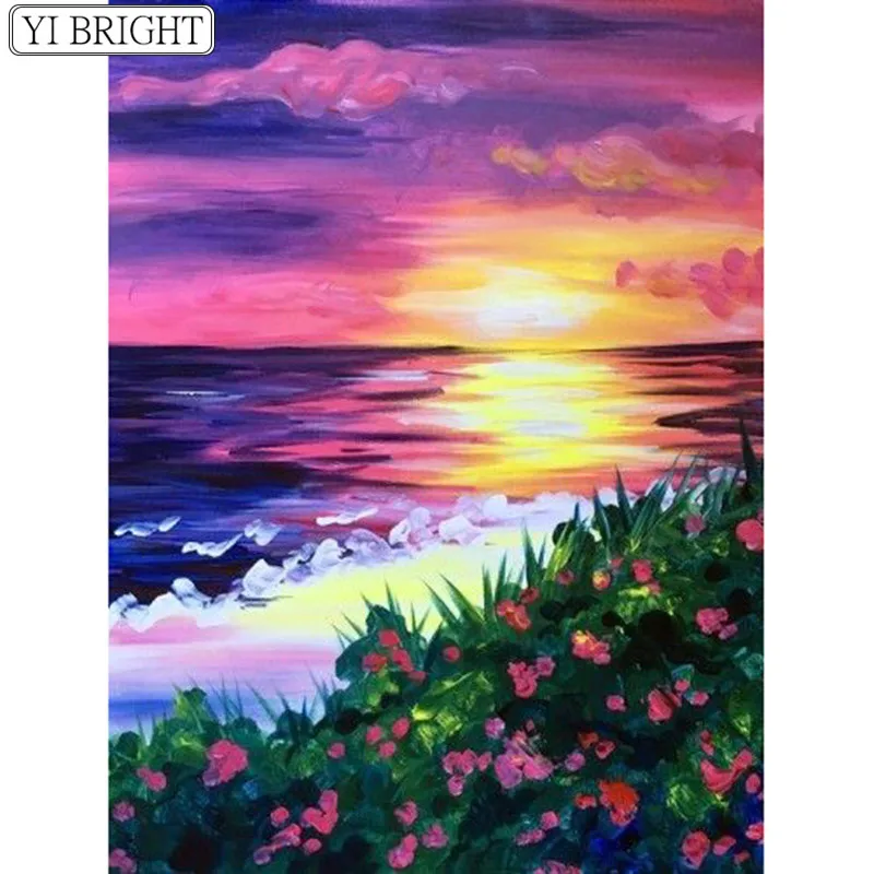 

5D DIY Full Square Diamond Painting Cross Stitch Sunset view 3D Diamond Embroidery Rhinestone Mosaic Home Decor