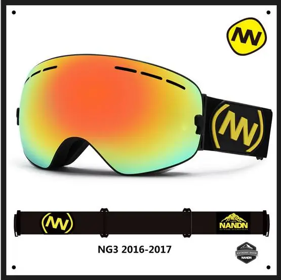 Nandn profesional doble capa Anti-vaho hombres mujeres lentes esféricas camuflaje marco esquí snowboard Google lente cambiable