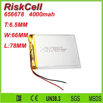 

Free shipping 3.7V 4000mah 656678 Lithium Polymer Li-Po Rechargeable Battery For Mp3 MP4 MP5 GPS PSP mobile Pocket PC e-books