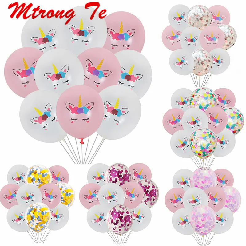 

10pcs Unicorn Balloon Pink Confetti Latex Unicorn Baloon Party Decoration Unicorn Birthday Party Decor Kids Favors Air Globos